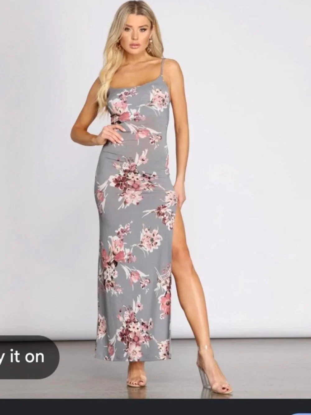 Windsor gray floral maxi dress
